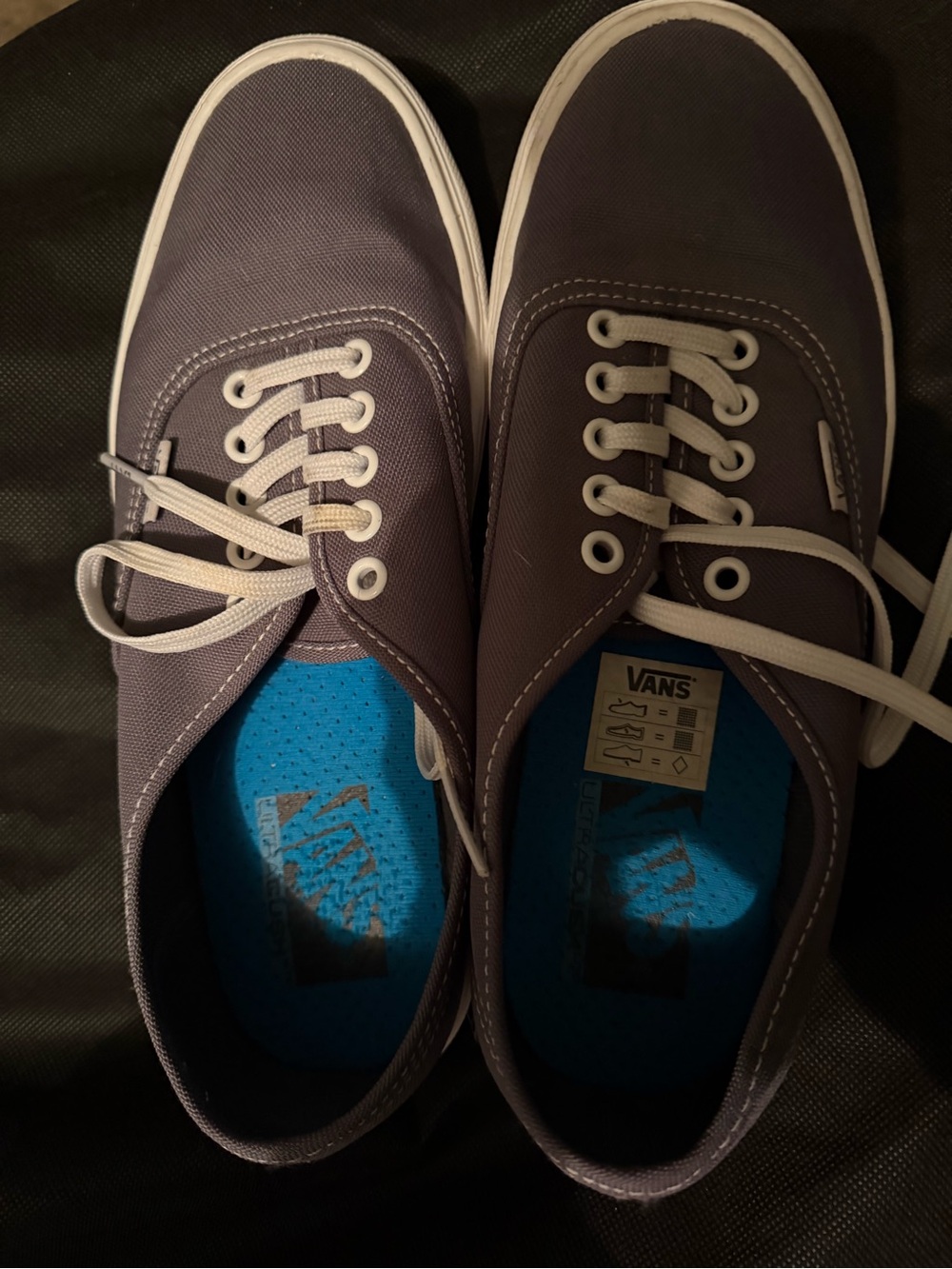Vans Men’s Gray Canvas Low-Top Sneakers with White Laces